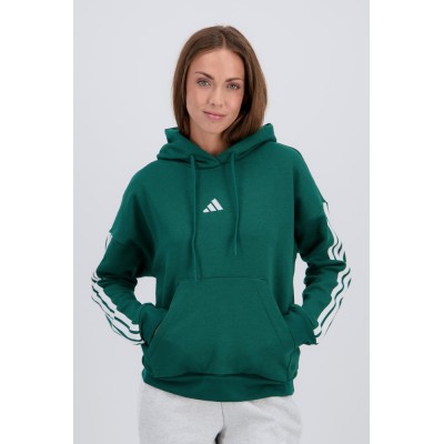 Sudadera VERDE ADIDAS W 3S FL HD-JX5166-VERDE OSCURO-MUJER