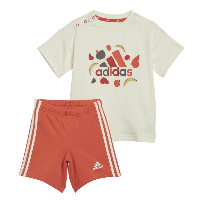 CONJUNTO ADIDASI FRUIT T SET IVORY/BRIRED ROJO NIÑA CORTO