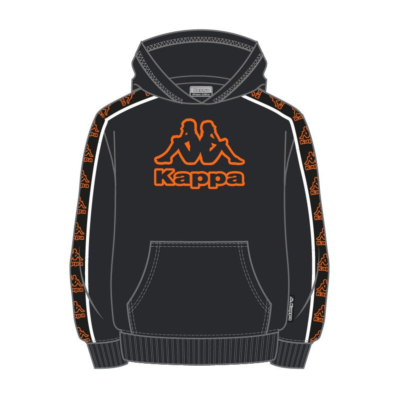Sudadera Negra Kappa BLACK ORANGE JR