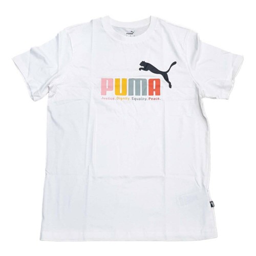 PUMA Camiseta deportiva-ESS+ Multicolor Tee-677170-65-BLANCO