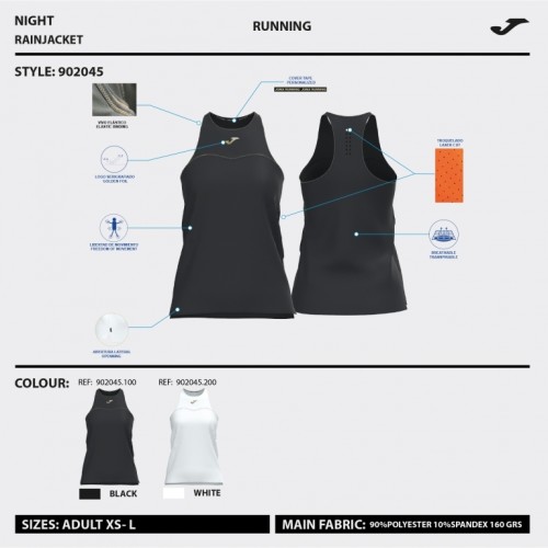 JOMA CAMISETA R-NIGHT SLEEVELESS T-SHIRT WHITE