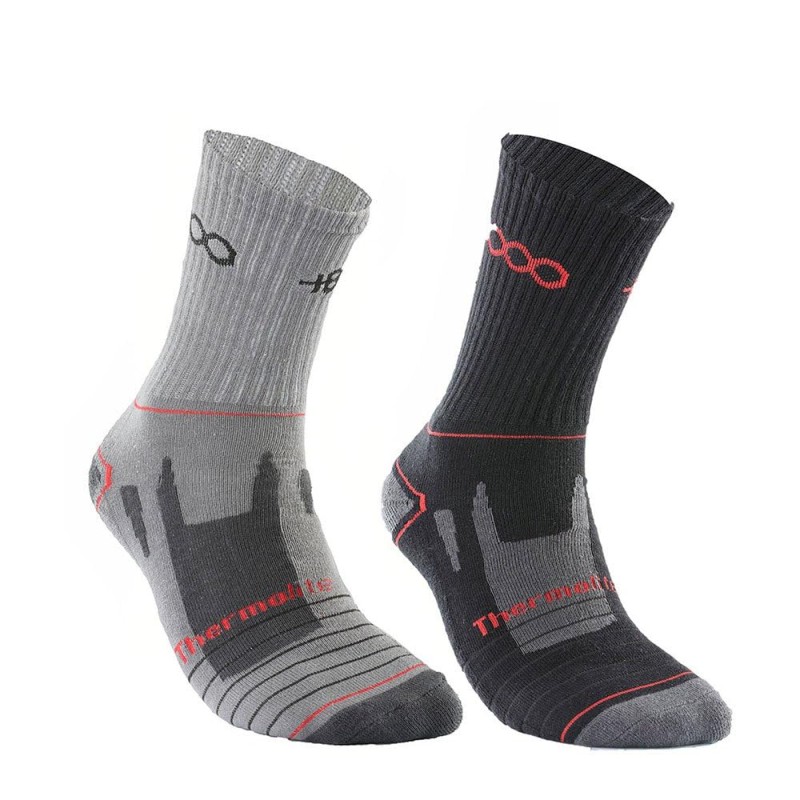 Calcetines 2 pares +8000 Grises hombre Trekking C-19202
