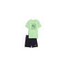 Conjunto Camiseta Verde + Bermuda  Negra PUMA ESS LOGO LOB TEE AND SHORT SE